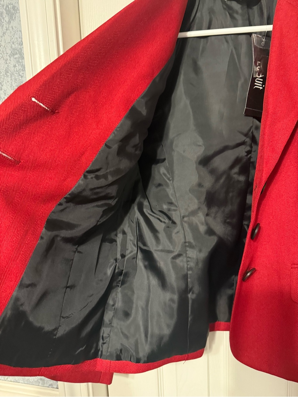 Le Suit Red Tailored Women's Pant Suit - Blazer & Straight Trousers - Picture 6 of 9